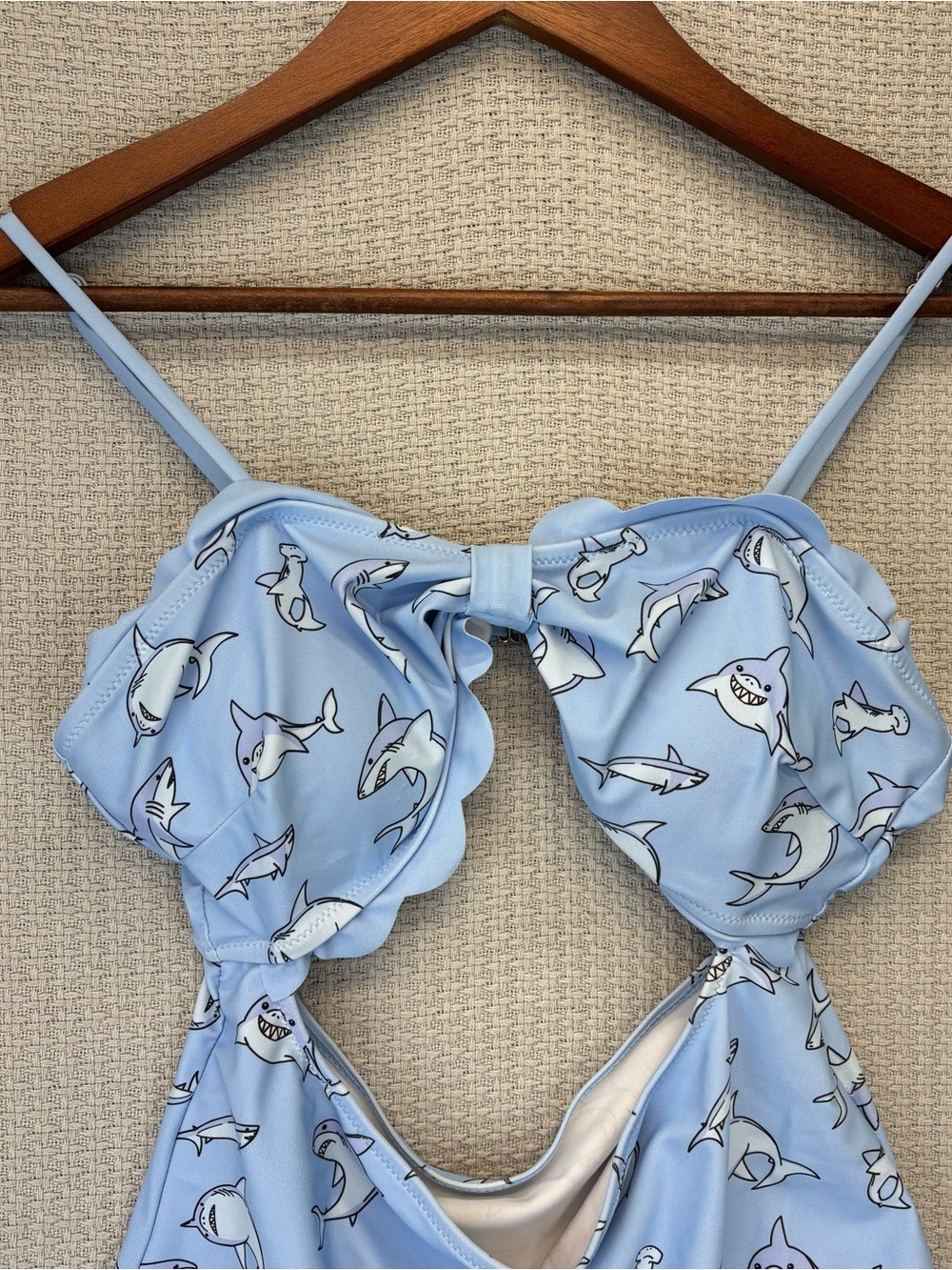 Haikyuu One Piece Shark Cut Out Bathing Suit Women Sz Large Scalloped Anime Fun - Picture 2 of 9